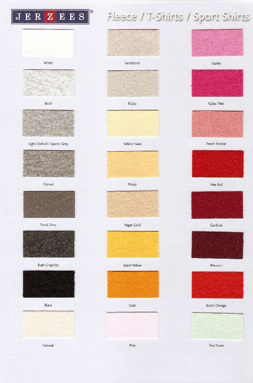Jerzees Color Chart