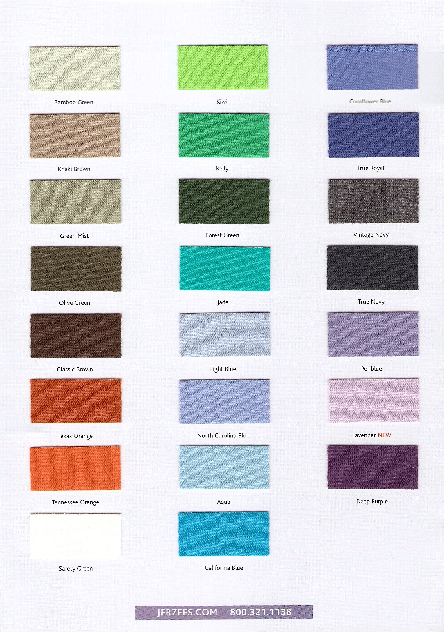 Hanes Color Chart